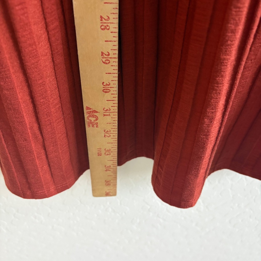Reformation Libra Knit Dress XL Oxide Rust Ribbed Mock Neck Long Sleeve Mini - Picture 5 of 7